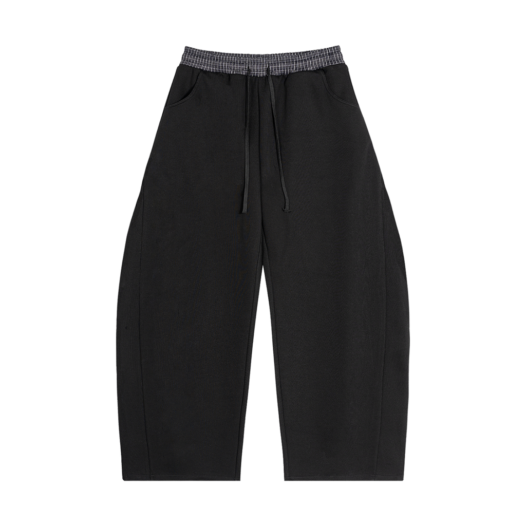 Women Plaid Waistband Barrel Sweatpants - ACE