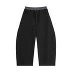 Women Plaid Waistband Barrel Sweatpants - ACE