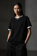 Women Contrast Edge Ribbed T-Shirt - ACE