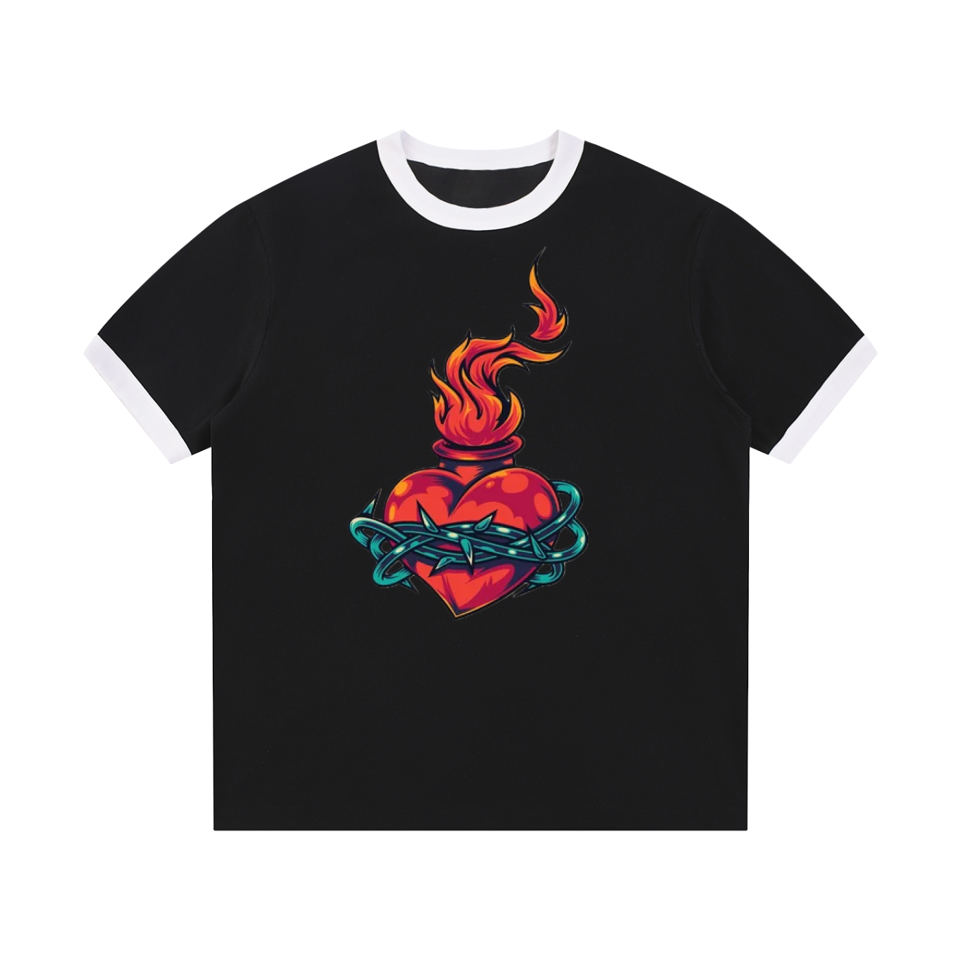 Contrast Edge Ribbed Crewneck T-Shirt - ACE