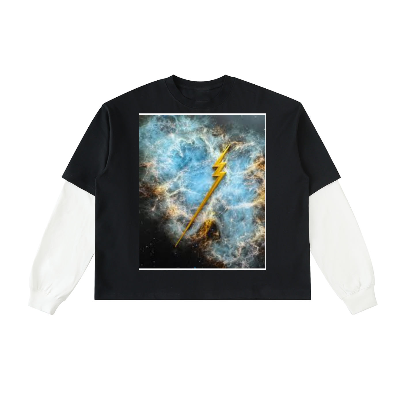 Layered Contrast Sleeve Cotton T-Shirt - ACE
