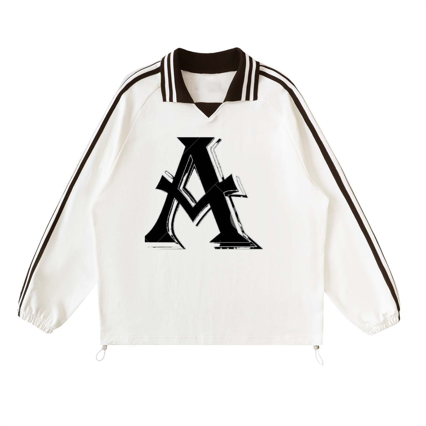 Contrast Striped Lapel Collar Sweatshirt - ACE
