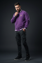 Men Contrast Piping Zip Bomber Jacket