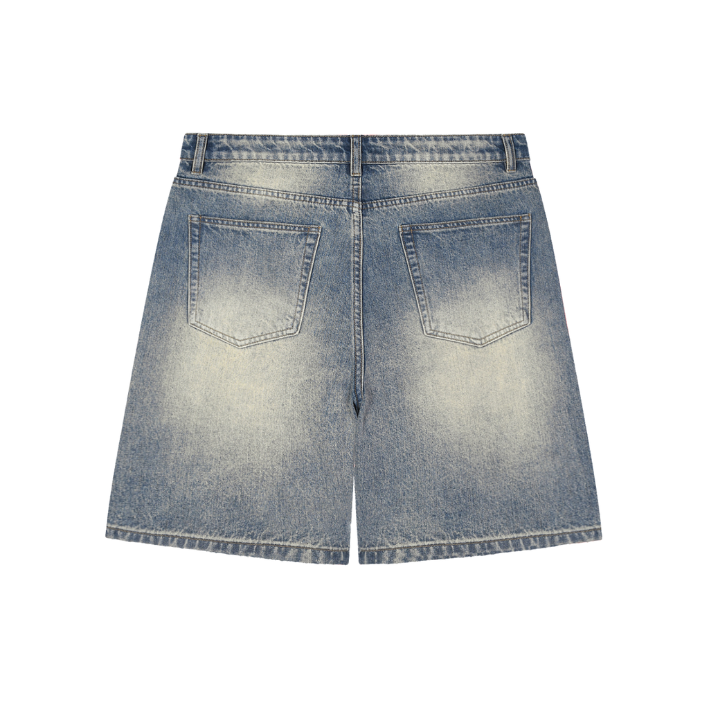 Faded Distressed Baggy Denim Shorts - ACE