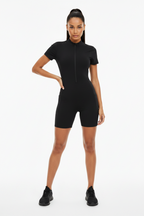 Women's Quarter-Zip Short Sleeve Romper - ACE