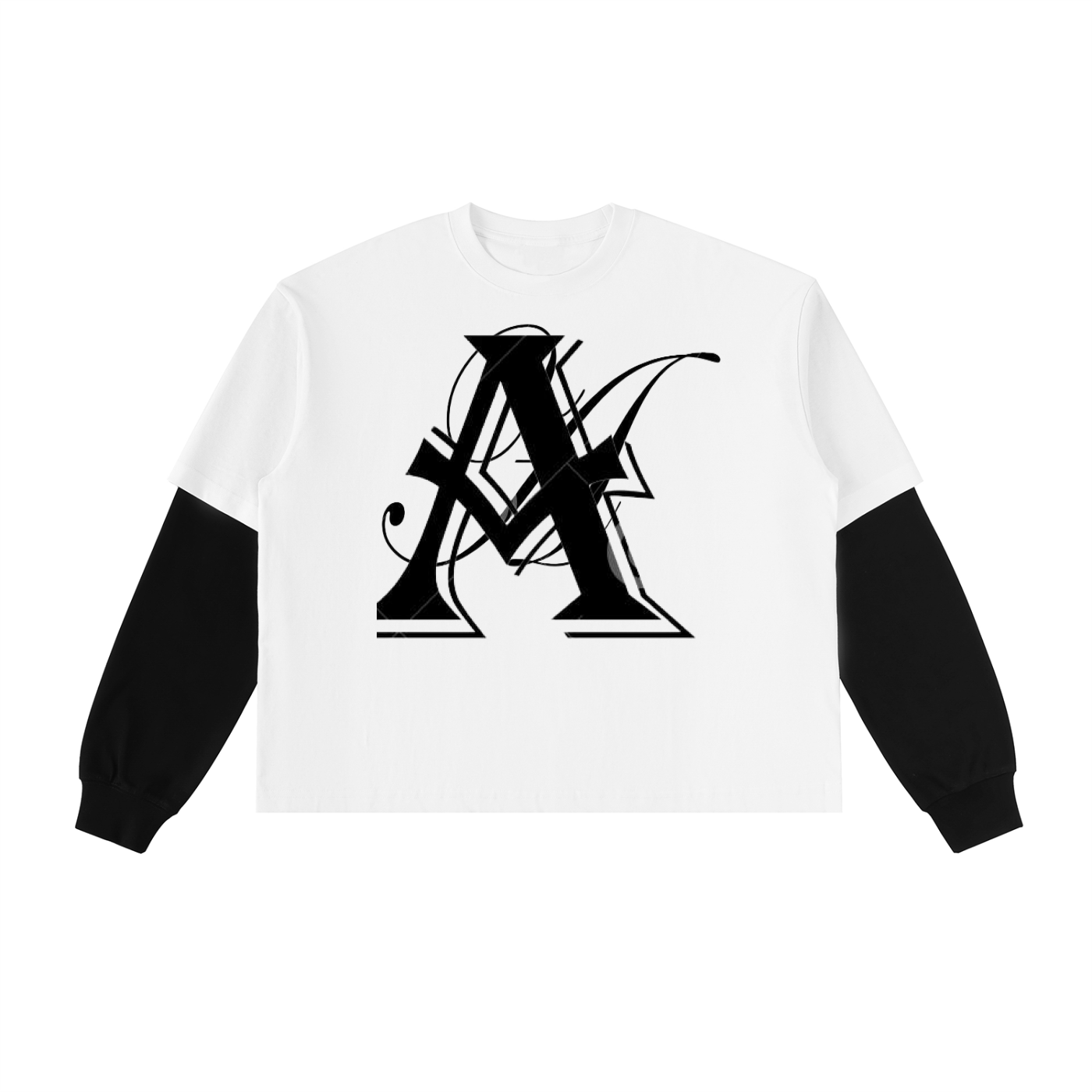 Layered Contrast Sleeve Cotton T-Shirt - ACE