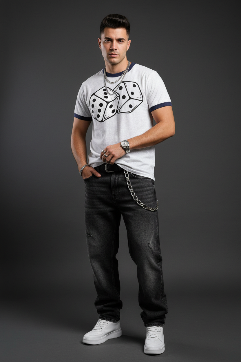 Men Contrast Edge Ribbed T-Shirt - ACE