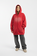 Women Sunfade Fleece Hoodie - Two-way Zipper Boxy Style - ACE