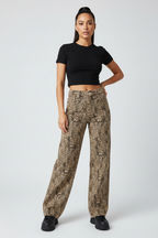 Women Vintage Leopard Wide Leg Jeans - ACE