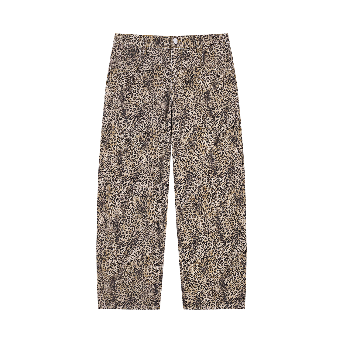 Unisex Vintage Wash Leopard Wide Leg Jeans - ACE