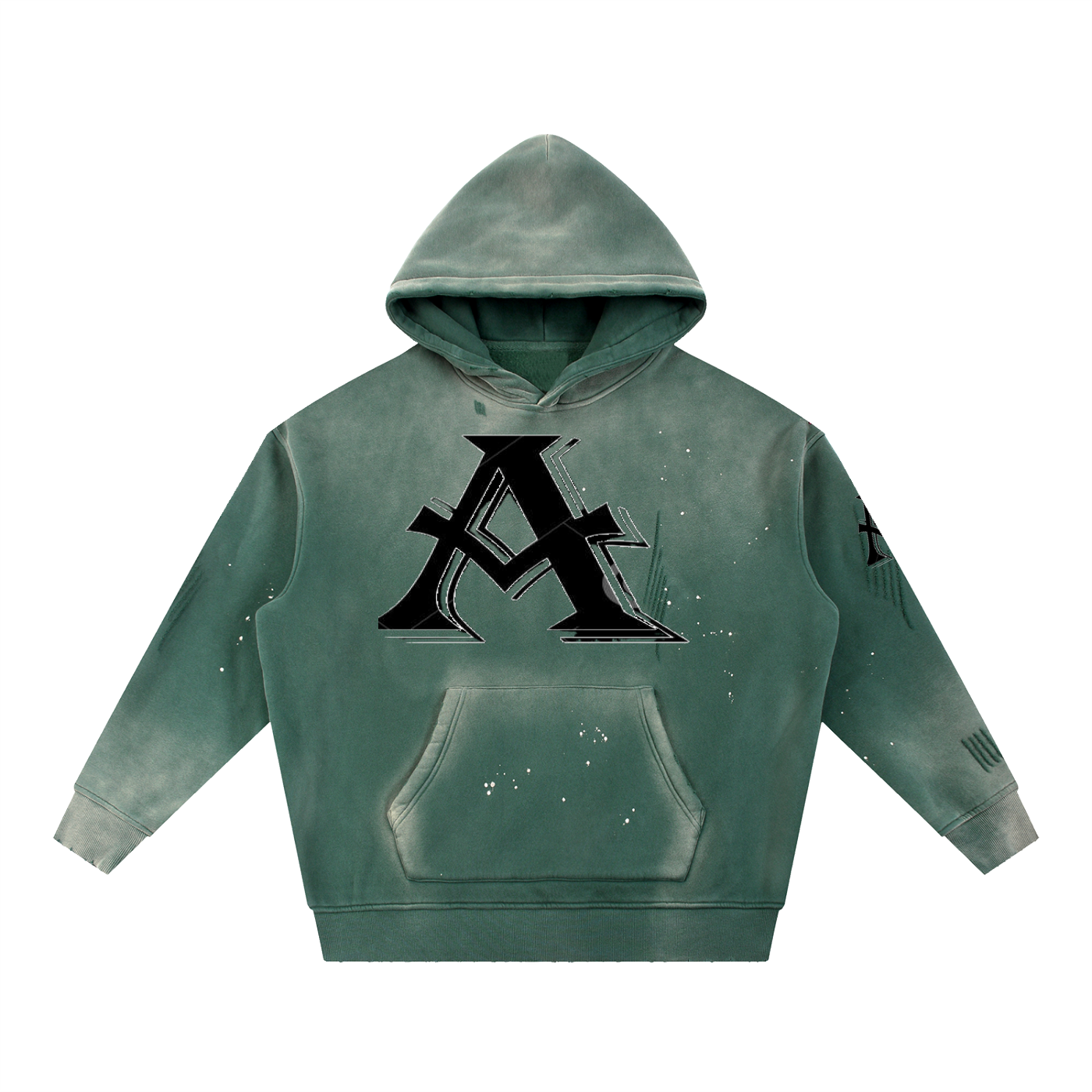 Vintage Washed Frayed Fleece Hoodie - ACE