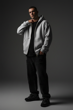 Men Sunfade Fleece Hoodie Two-way Zipper Boxy Design - ACE