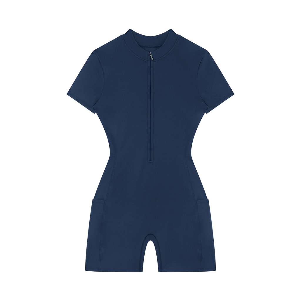 Women's Quarter-Zip Short Sleeve Romper - ACE