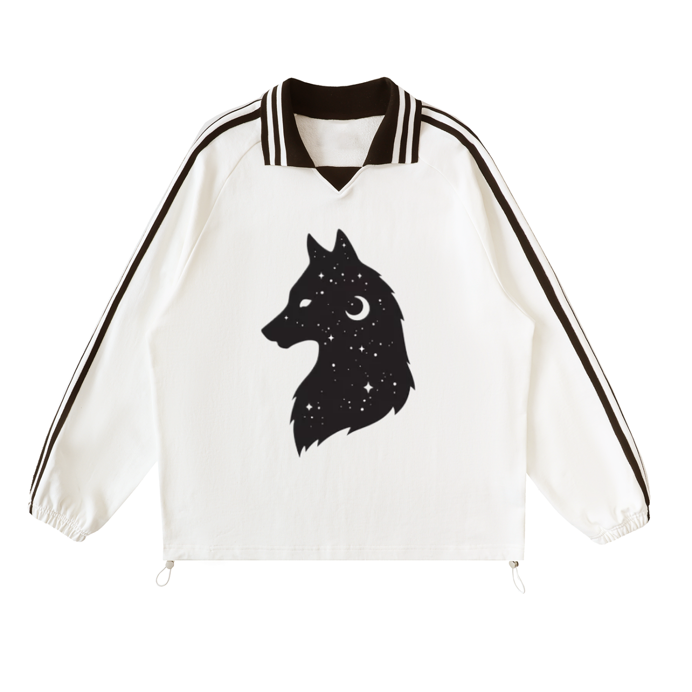 Contrast Striped Lapel Collar Sweatshirt - ACE