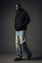 Men Sun Fade Raw Hem Denim Jeans - ACE