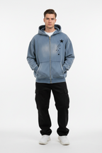 Men Sunfade Fleece Hoodie with Two-way Zipper - ACE