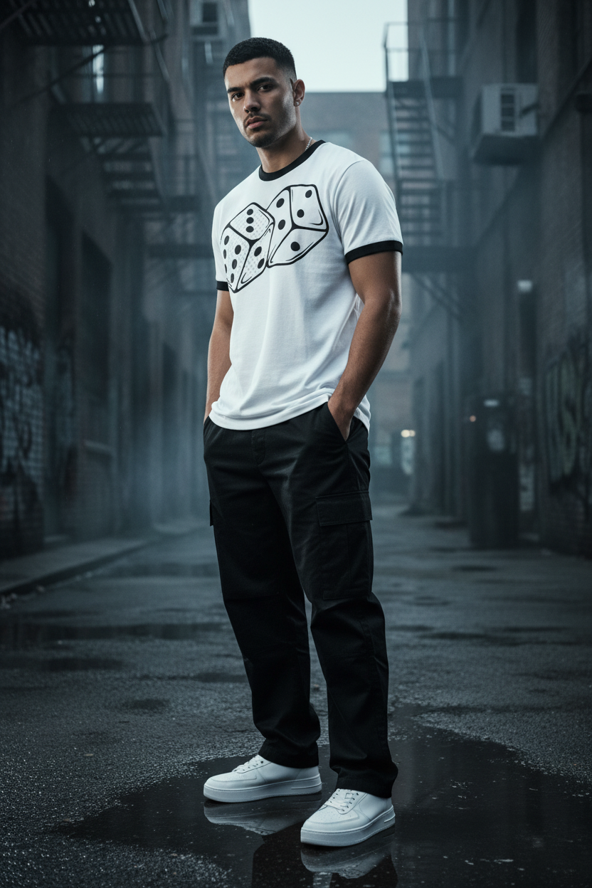 Men Contrast Edge Ribbed T-Shirt - ACE