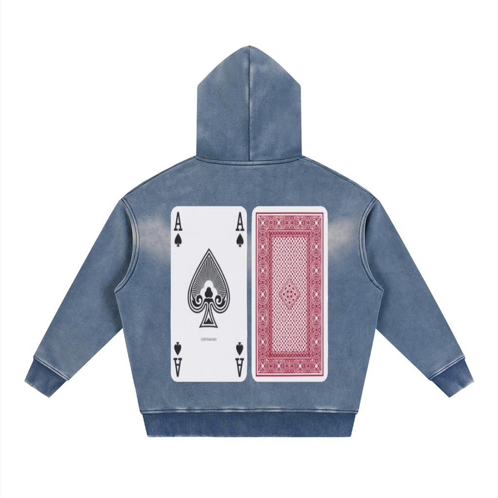 Men Sunfade Fleece Hoodie - Two-way Zipper Boxy Design - ACE