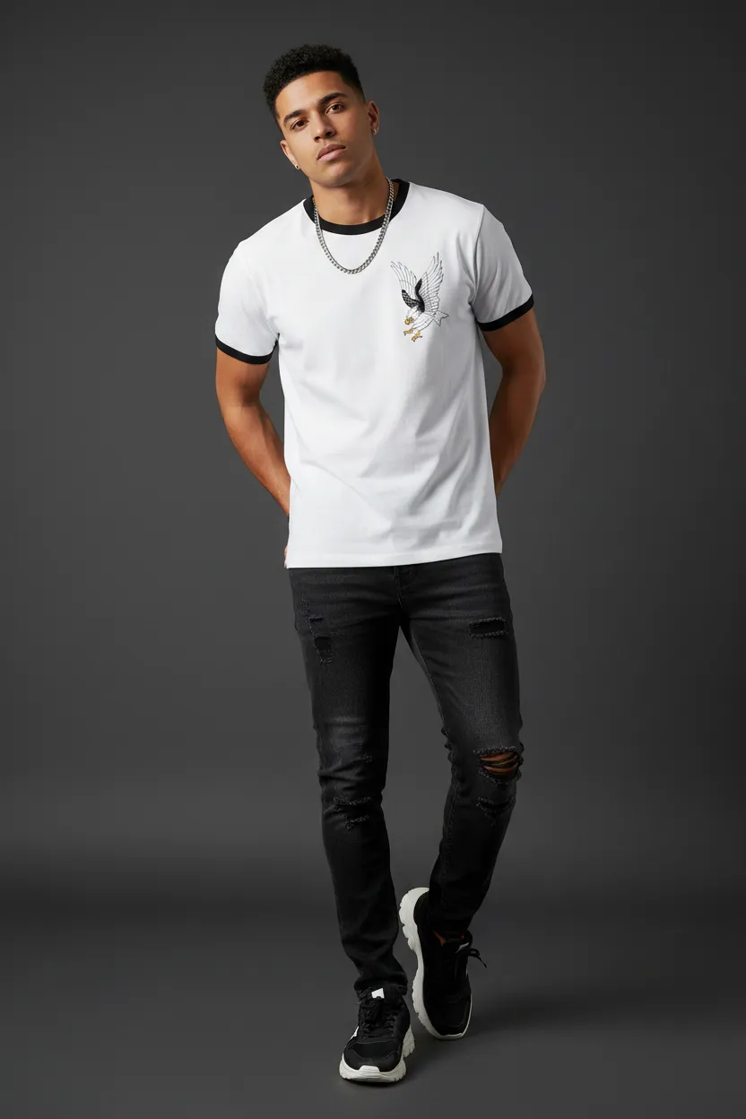 Men Contrast Edge Ribbed T-Shirt - ACE