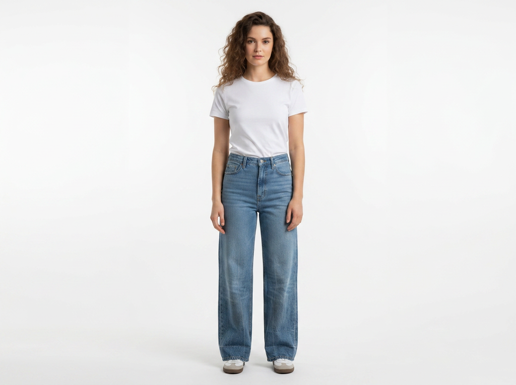 Women Vintage Wash Baggy Jeans