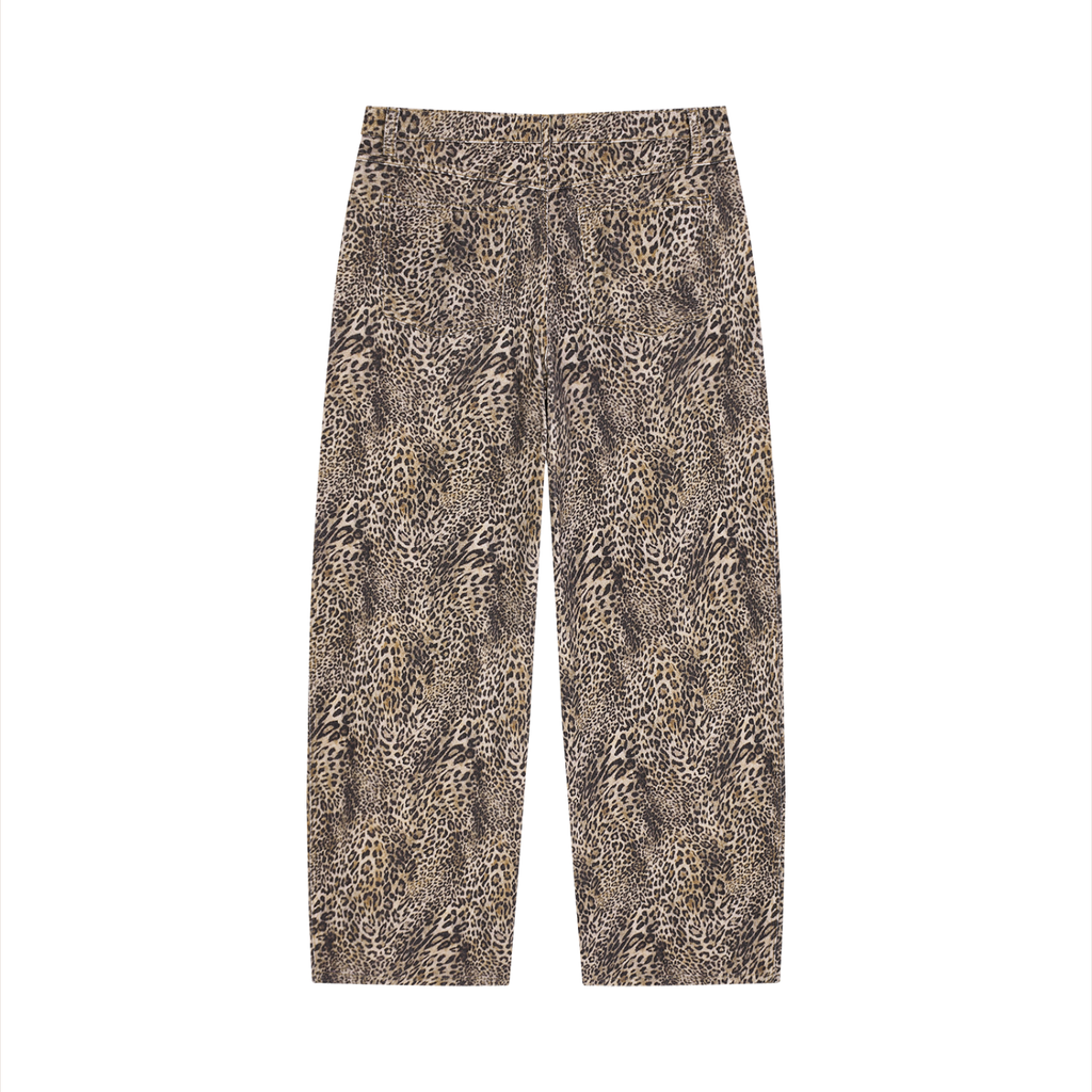 Unisex Vintage Wash Leopard Wide Leg Jeans - ACE