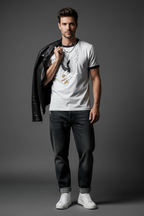 Men Contrast Edge Ribbed T-Shirt - ACE