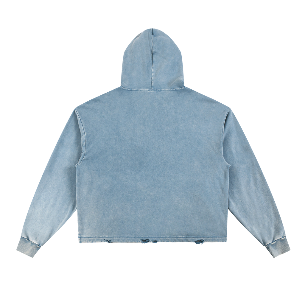 Vintage Washed Frayed-Hem Hoodie - ACE