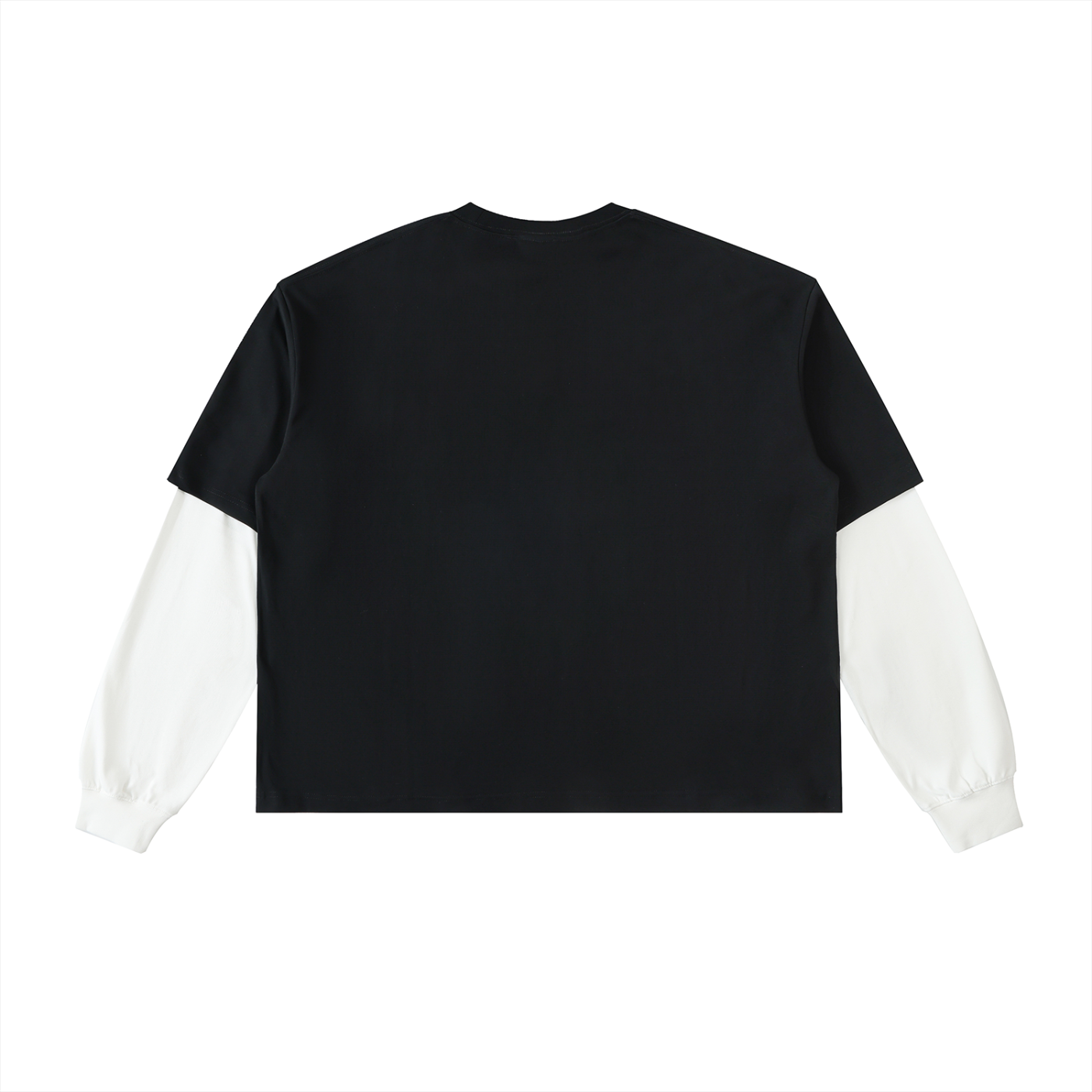 Layered Contrast Sleeve Cotton T-Shirt - ACE