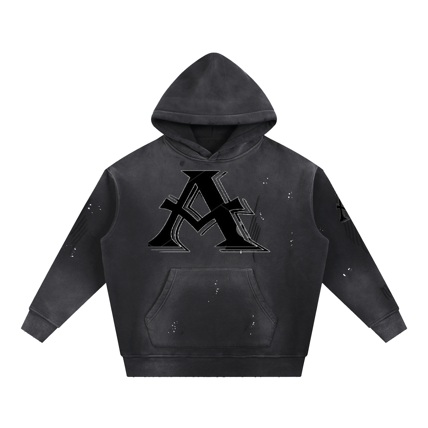 Vintage Washed Frayed Fleece Hoodie - ACE