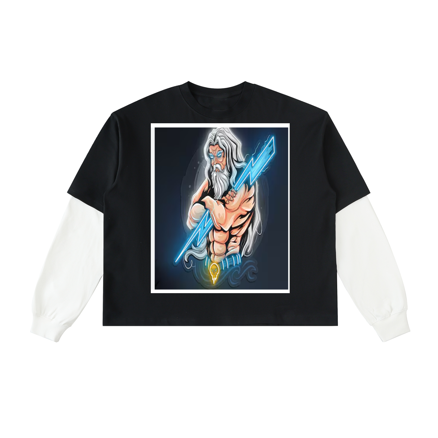 Layered Contrast Sleeve Cotton T-Shirt - ACE