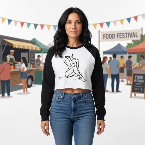 Women Raw-Hem Color-Block Raglan Crop Sweatshirt