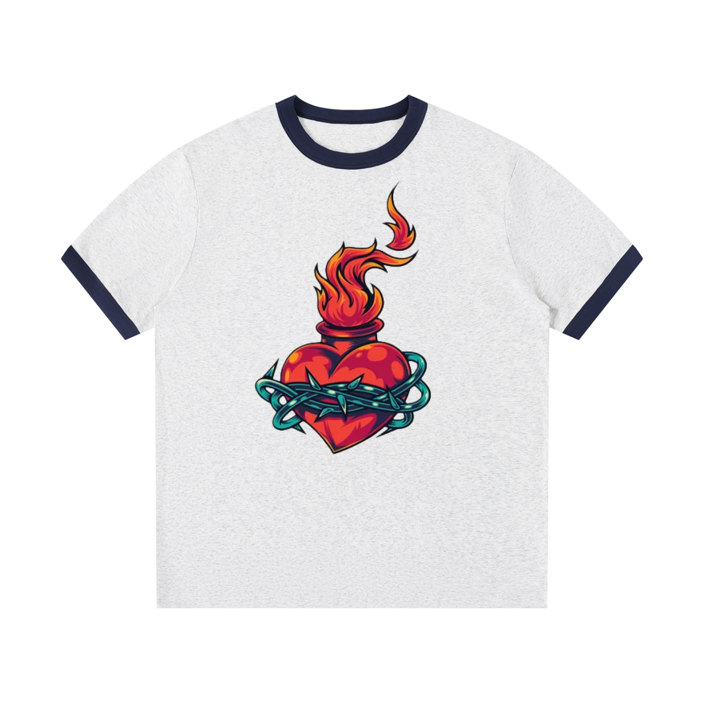 Contrast Edge Ribbed Crewneck T-Shirt - ACE