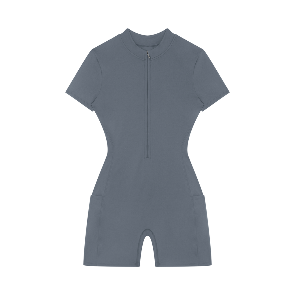 Women's Quarter-Zip Short Sleeve Romper - ACE