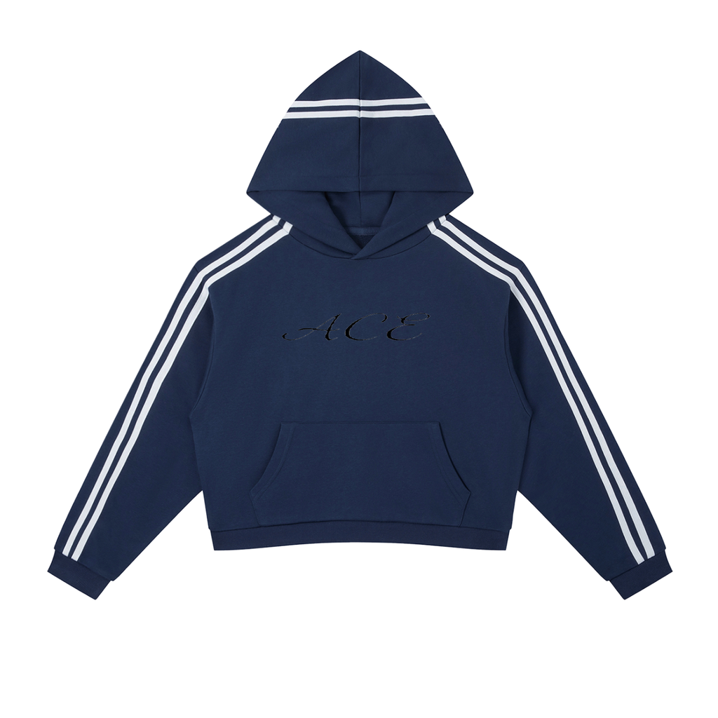 Women Contrast Side Stripe Cropped Hoodie - ACE