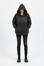 Women Sunfade Fleece Hoodie - Two-way Zipper Boxy Style - ACE