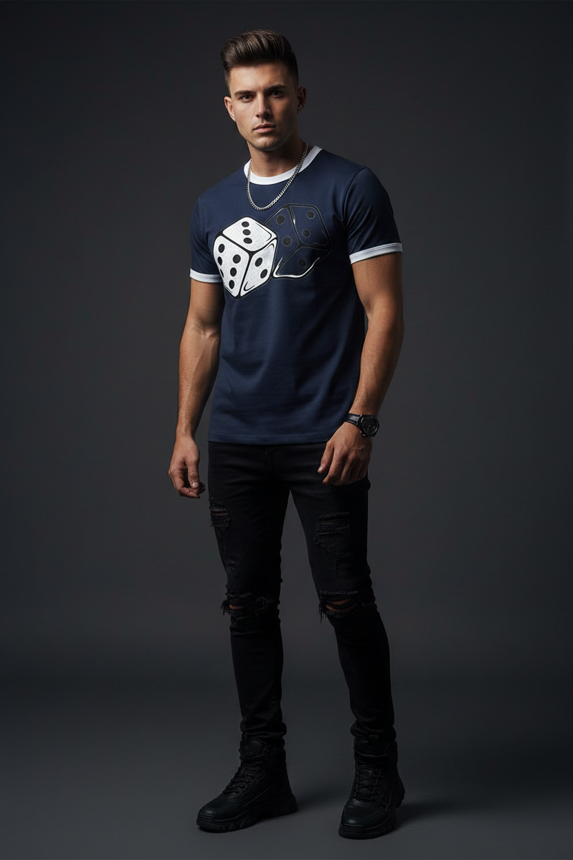 Men Contrast Edge Ribbed T-Shirt - ACE