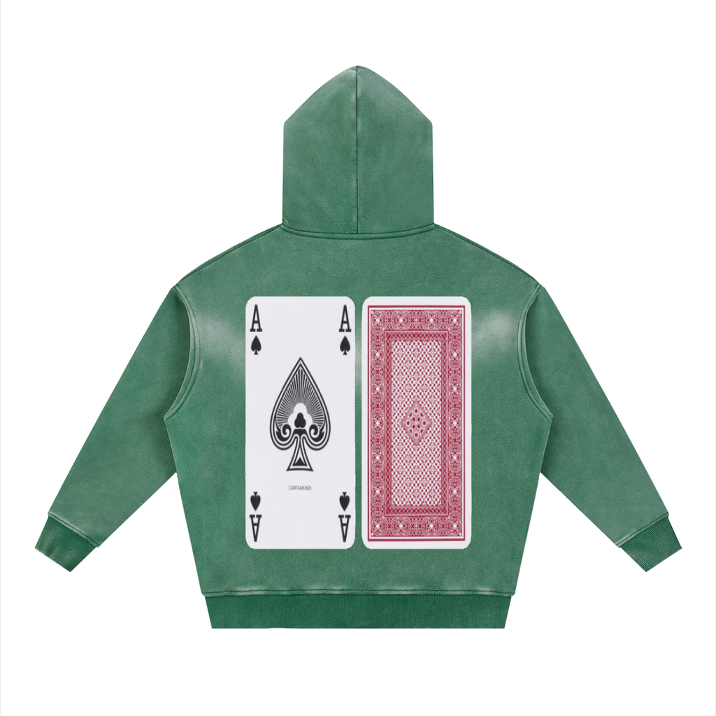 Men Sunfade Fleece Hoodie - Two-way Zipper Boxy Design - ACE