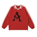 Contrast Striped Lapel Collar Sweatshirt - ACE