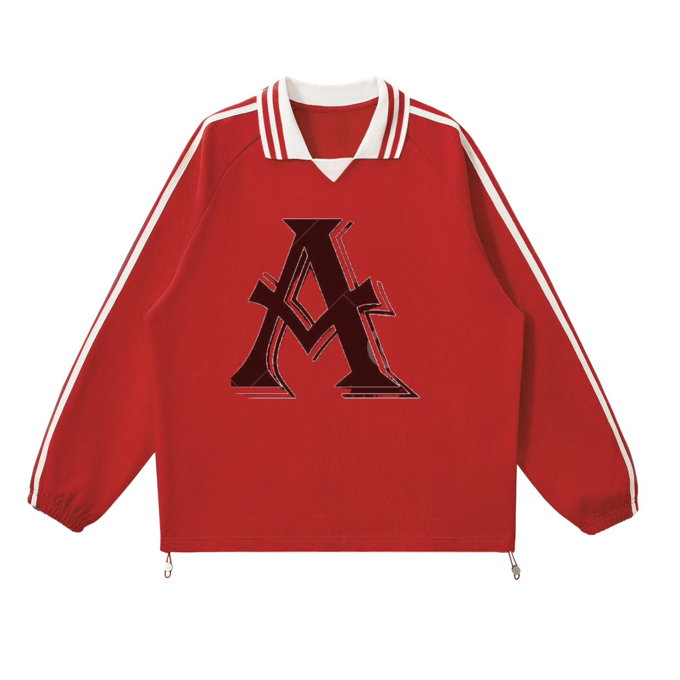 Contrast Striped Lapel Collar Sweatshirt - ACE