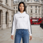 Women Contrast Side Stripe Cropped Hoodie - ACE