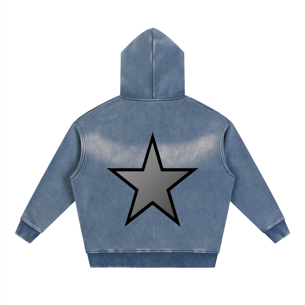 Women Sunfade Fleece Hoodie - Two-way Zipper Boxy Style - ACE