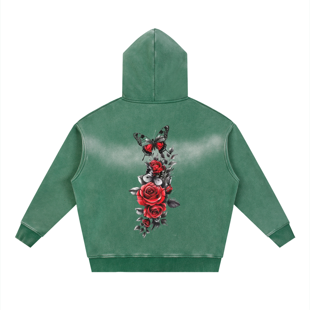 Men Sunfade Fleece Hoodie Two-way Zipper Boxy Design - ACE