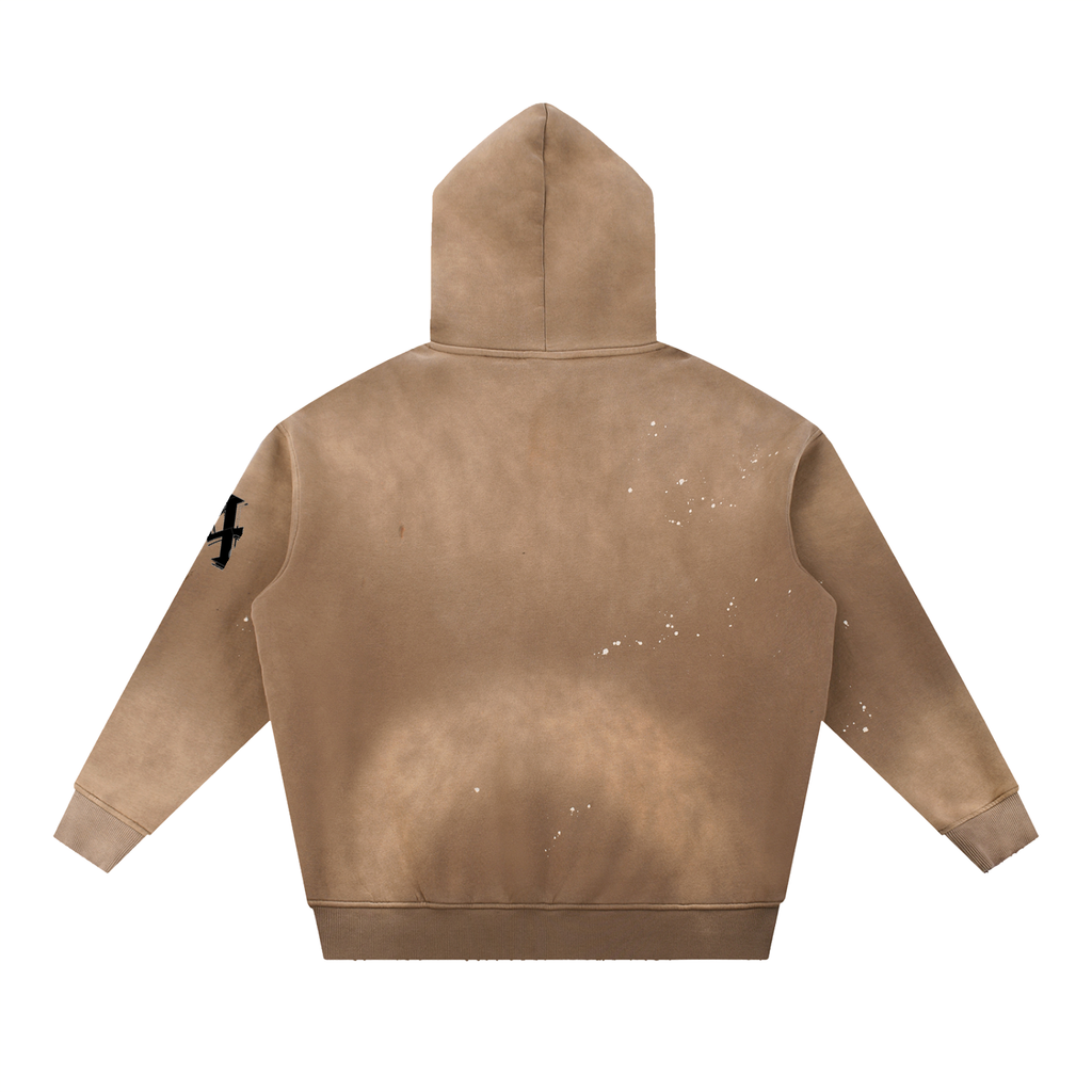 Vintage Washed Frayed Fleece Hoodie - ACE