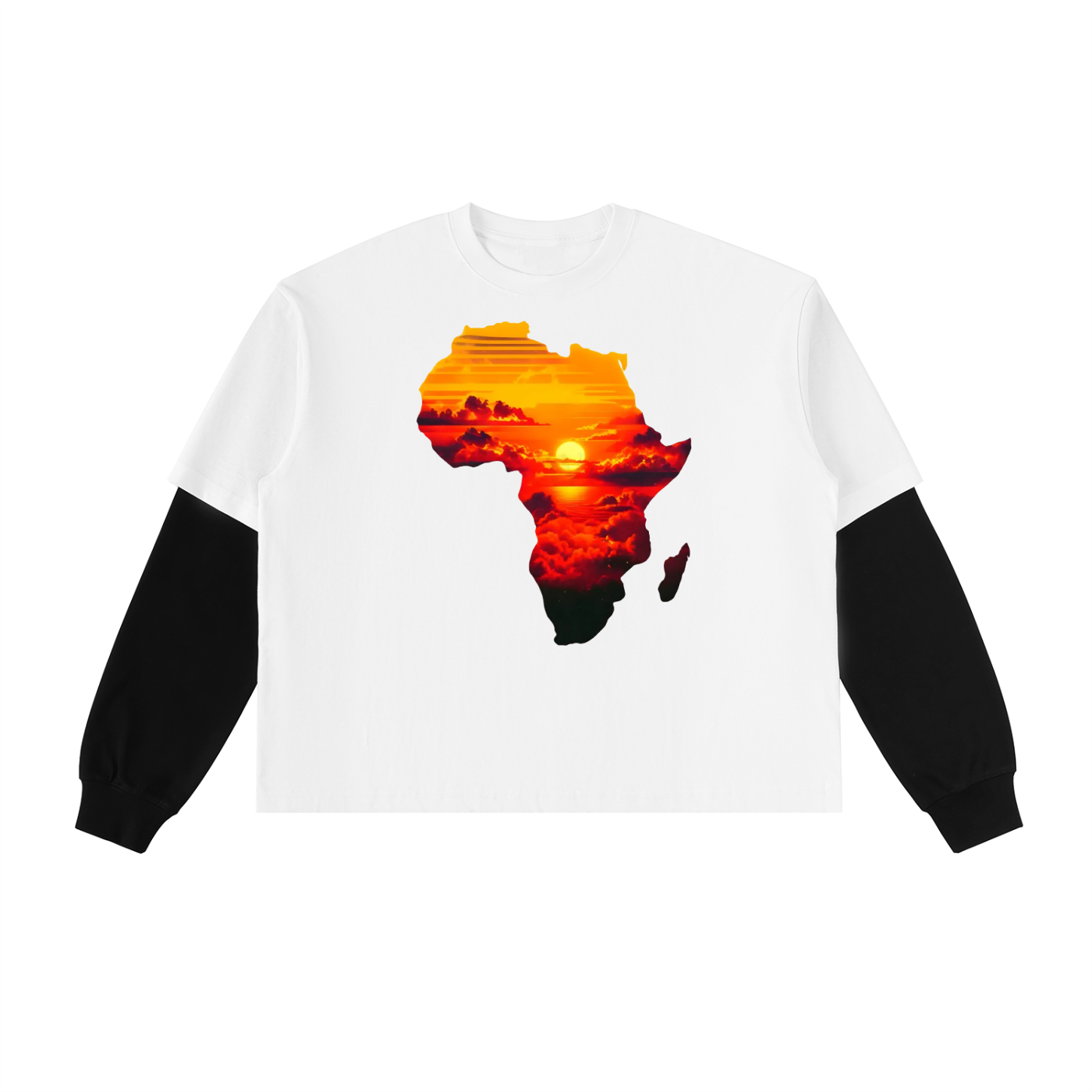 Layered Contrast Sleeve Cotton T-Shirt - ACE