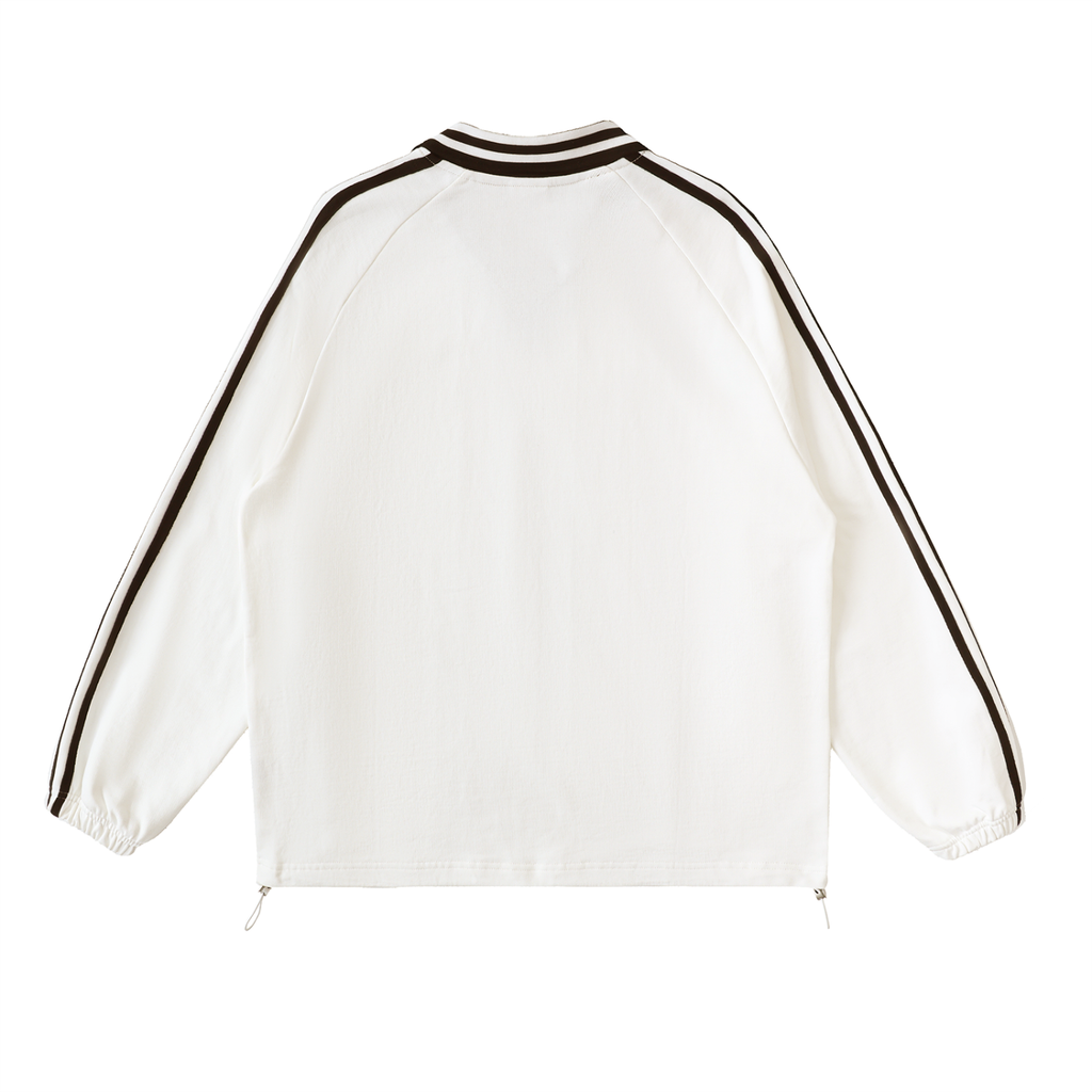 Contrast Striped Lapel Collar Sweatshirt - ACE