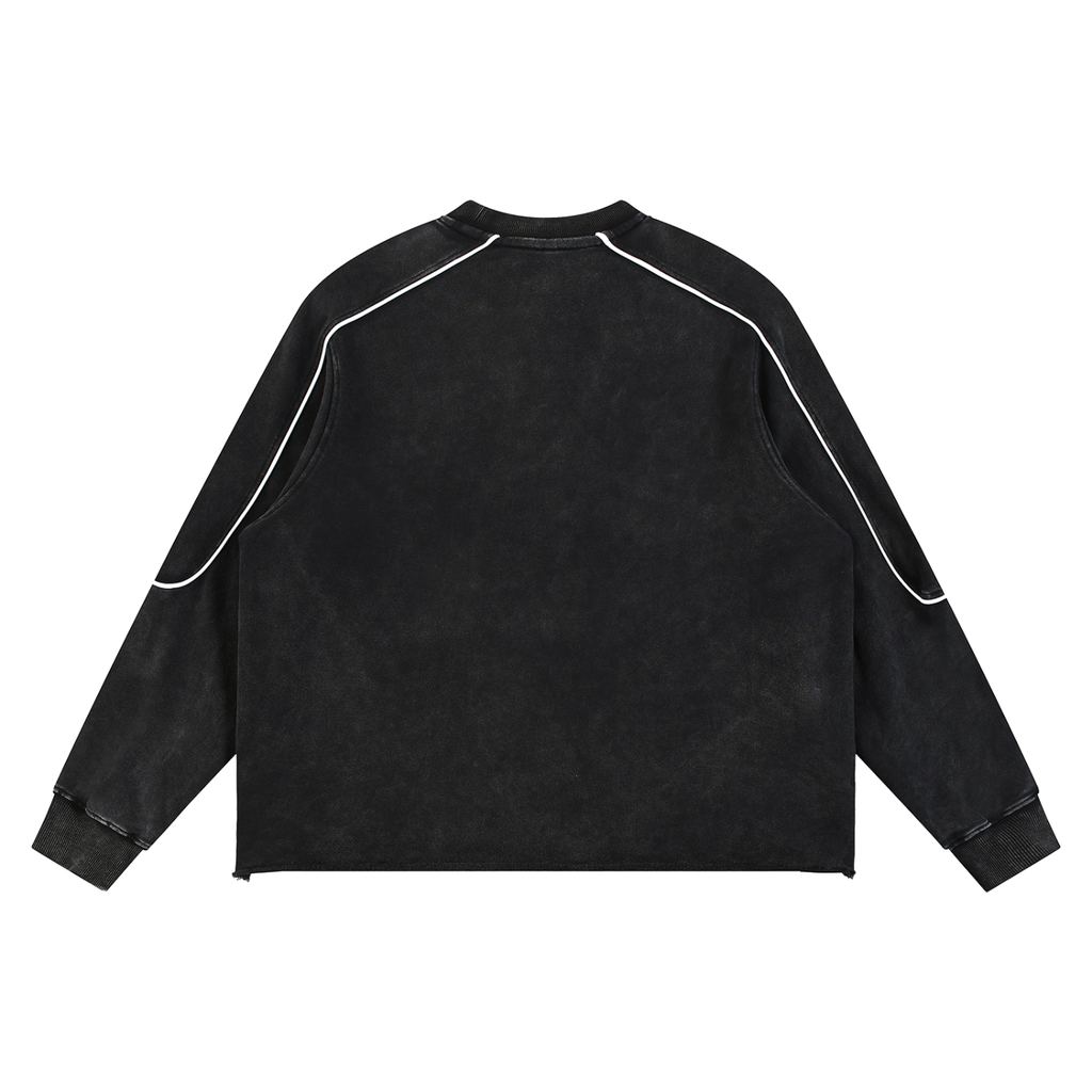Mineral Wash Piping Raw Hem Sweatshirt - ACE