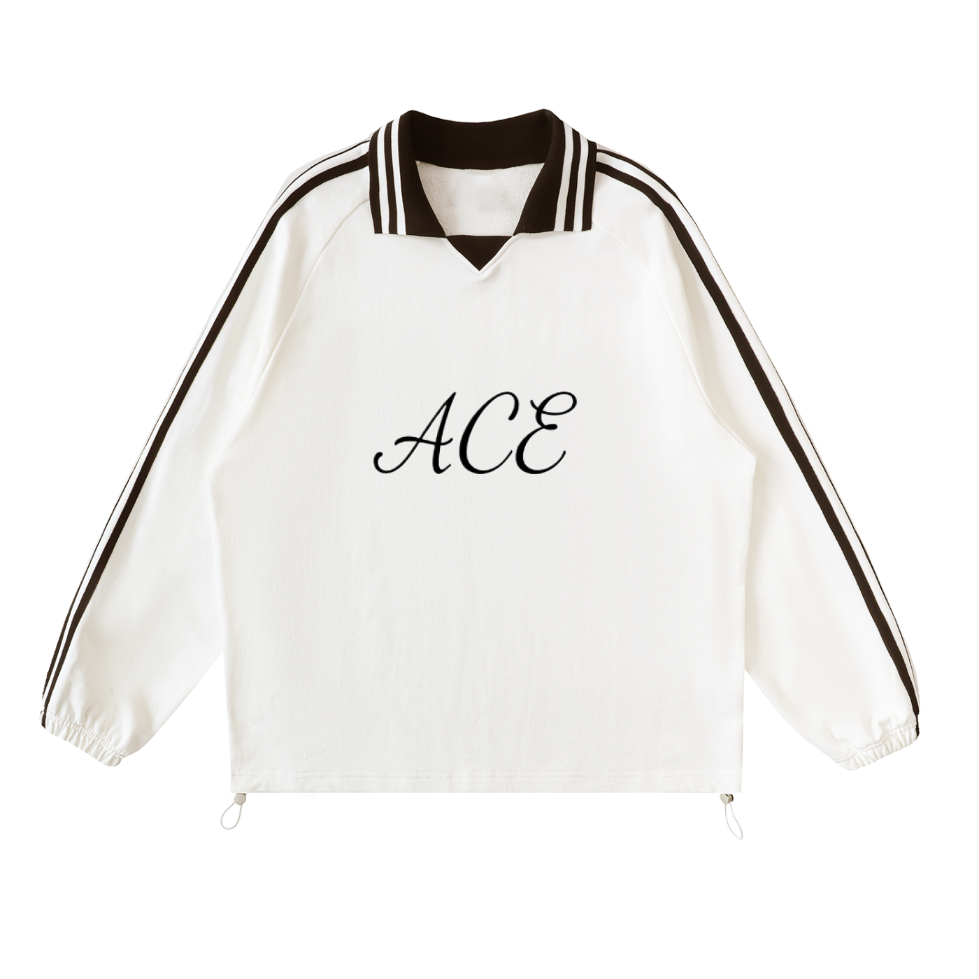 Contrast Striped Lapel Collar Sweatshirt - ACE