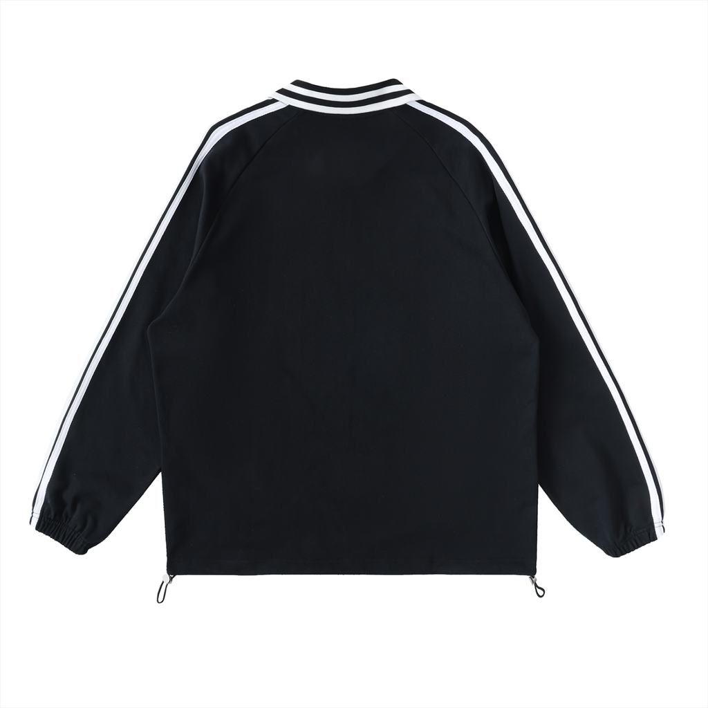 Contrast Striped Lapel Collar Sweatshirt - ACE