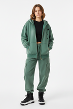 Women Sunfade Fleece Hoodie with Two-way Zipper - ACE