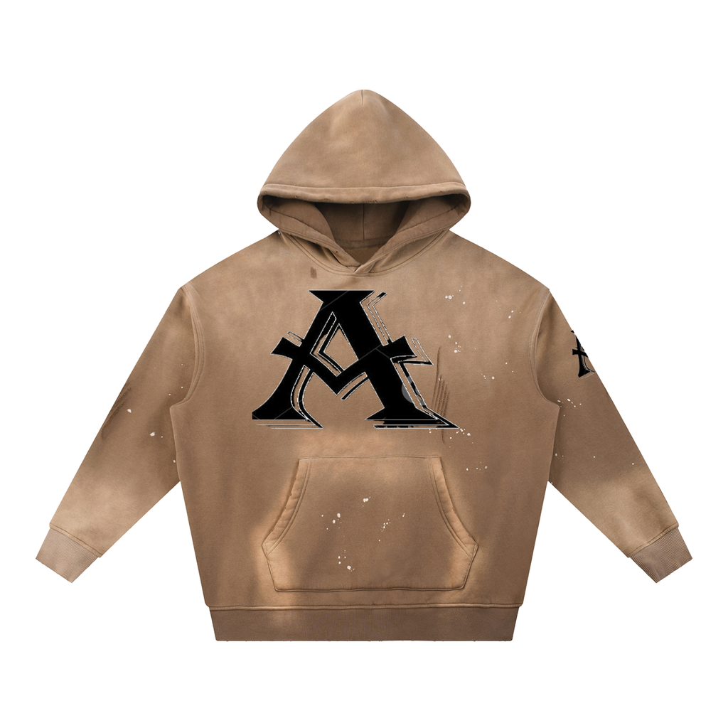 Vintage Washed Frayed Fleece Hoodie - ACE